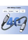 FAST USB 4.0 40Gbps, 240W, 8K60Hz USB4.0 USB-C Kablosu 1 Metre Gri KLV-01