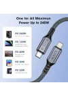 FAST USB 4.0 40Gbps, 240W, 8K60Hz USB4.0 USB-C Kablosu 1 Metre Gri KLV-01