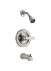 Faucet Foundations Fırçalanmış Nikel Duş Bataryası Seti, 2 Püskürtmeli Fırçalanmış Nikel Duş Başlığı, Küvet ve Duş Trim Kiti, Duş Bataryası Setleri Komple, Paslanmaz BT13410-SS (Vana Dahil Değildir)