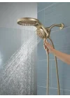 Faucet HydroRain 5-Spray H2Okinetic Çift Duş Başlığı, El Spreyi ile Altın Duş Başlığı, Hortumlu Altın Duş Başlığı, El Duş Başlıkları, 2.5 GPM Akış Hızı, Lumicoat Şampanya Bronz 58680-CZ-PR25