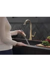 FAUCET Musluk Lenta Altın Mutfak Bataryası, Pull Down Püskürtücü ile Mutfak Muslukları, Mutfak Lavabo Bataryası, Manyetik Yerleştirme Püskürtme Başlığı ile Mutfak Evyesi için Altın Musluk, Şampanya...