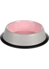 Fl Nell Boyalı Çelik Mama Kabı, Antıslıp, Gri-Pembe, 450Ml