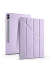 Galaxy ile uyumlu Tab S9 FE Plus Kılıf Tri Folding Kalem Bölmeli Standlı Kılıf Lila