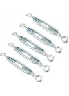 Galvaniz Çelik Gerdirme Aparatı, 12mm, 5li Set, Çift Taraflı Kanca Uçlu Metal Halat Gergi Ekipmanı