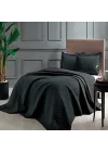 Glory Kendinden Desenli%100 Polyester Yatak Örtüsü Seti, Siyah, Çift Kişilik