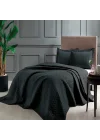 Glory Kendinden Desenli%100 Polyester Yatak Örtüsü Seti, Siyah, Çift Kişilik
