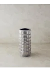 Glossy Stoneware Vazo Silver