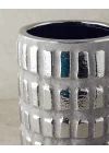 Glossy Stoneware Vazo Silver