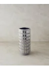 Glossy Stoneware Vazo Silver