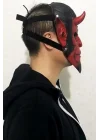 Halloween Maske Hellboy Kırmızı Boynozlu