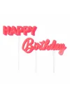 Happy Birthday Pembe Akrilik Pasta Süsü