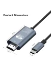 HDMI Çevirici USB C HDMI 4K 60Hz HDMI, 200cm USB C HDMI Adaptör USB C HDMI Uyumlu Thunderbolt Type-C to HDMI 2 Metre Kablo Uzunluğu ZR854