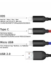 Hızlı Şarj ve Data Aktarım Kablosu, 60W - 3A USB A, Type C (Usb c), Micro USB, Lightning Uyumlu 3 ü 1 Arada Çoklu Kablo