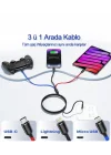 Hızlı Şarj ve Data Aktarım Kablosu, 60W - 3A USB A, Type C (Usb c), Micro USB, Lightning Uyumlu 3 ü 1 Arada Çoklu Kablo