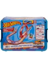 Hot Wheels Track Builder Alev Temalı Akrobasi Seti ve 1 adet araba, birleştirilebilir oyuncak saklama kutusunda 16 adet pist oluşturma ve akrobasi parçası, HMC04