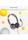 HT106 USB Kablolu Mikrofonlu Kulak Üstü Kulaklık - PC, Laptop, Tablet, Telefon Uyumlu, Ergonomik Kulak Yastıkları, İş, Oyun, Çağrı Merkezi için, Esnek Mikrofonlu Kulak Üstü Kulaklık Siyah