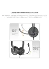 HT106 USB Kablolu Mikrofonlu Kulak Üstü Kulaklık - PC, Laptop, Tablet, Telefon Uyumlu, Ergonomik Kulak Yastıkları, İş, Oyun, Çağrı Merkezi için, Esnek Mikrofonlu Kulak Üstü Kulaklık Siyah