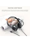 HT106 USB Kablolu Mikrofonlu Kulak Üstü Kulaklık - PC, Laptop, Tablet, Telefon Uyumlu, Ergonomik Kulak Yastıkları, İş, Oyun, Çağrı Merkezi için, Esnek Mikrofonlu Kulak Üstü Kulaklık Siyah