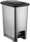 İç Kovalı Slim Pedallı Modern Çöp Kovası, Paslanmaz Çelik Görünümlü, 40 Litre