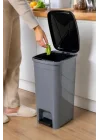 İç Kovalı Slim Pedallı Modern Çöp Kovası, Paslanmaz Çelik Görünümlü, 40 Litre