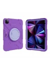 iPad 7. 8. 9. Nesil 10.2 ile uyumlu Kılıf Askılı Silikon Handle Ring Yüzüklü Amour Tank Case 2019 2020 2021 Koyu Mor