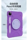 iPad 7. 8. 9. Nesil 10.2 ile uyumlu Kılıf Askılı Silikon Handle Ring Yüzüklü Amour Tank Case 2019 2020 2021 Koyu Mor