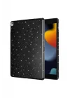 iPad ile Uyumlu 10.2 (8 Nesil) Simli Parlak Görünümlü Tablet Koton Kılıf - Derin Mor
