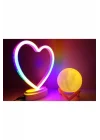 Işık kasabası(107) Neon Kalp Ve 3 D Led Sarı Küre Gece Lambası Sarı