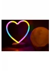 Işık kasabası(107) Neon Kalp Ve 3 D Led Sarı Küre Gece Lambası Sarı