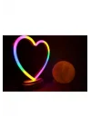 Işık kasabası(107) Neon Kalp Ve 3 D Led Sarı Küre Gece Lambası Sarı