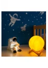 Işık kasabası(28) Oturan Astronot ve 3D Küre LED Gece Lambası tabletli astronot Sarı,Beyaz
