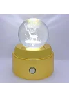 Işıklı Müzikli Dönen 3D Kristal Cam Küre Geyik Model
