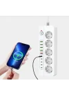 Isıya Dayanıklı Power Tuşlu 5li Grup Priz 5xusb 5x Type-c Çıkışlı Priz 2 Mt Kablolu