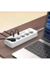 Isıya Dayanıklı Power Tuşlu 5li Grup Priz 5xusb 5x Type-c Çıkışlı Priz 2 Mt Kablolu