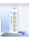 Isıya Dayanıklı Power Tuşlu 5li Grup Priz 5xusb 5x Type-c Çıkışlı Priz 2 Mt Kablolu