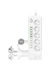 Isıya Dayanıklı Power Tuşlu 5li Grup Priz 5xusb 5x Type-c Çıkışlı Priz 4 Mt Kablolu