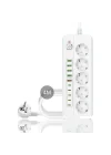 Isıya Dayanıklı Power Tuşlu 5li Grup Priz 5xusb 5x Type-c Çıkışlı Priz 4 Mt Kablolu