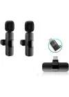 K9-D2 TYPE-C Lightning Dönüştürücülü Wireless Kablosuz Çiftli Yaka Mikrofonu