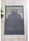 Kabe Desenli Örgü Püsküllü Şönil Seccade Gri