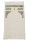 Kabe Desenli Örgü Püsküllü Şönil Seccade Krem