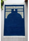 Kabe Desenli Örgü Püsküllü Şönil Seccade Lacivert