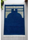 Kabe Desenli Örgü Püsküllü Şönil Seccade Lacivert