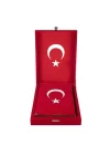 Kadife Kutulu Kuran-ı Kerim (Orta Boy, Ayyıldız, Kırmızı)