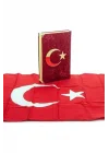 Kadife Sandıklı Türkiye Bayraklı Ay Yıldızlı Kuranı Kerim Seti