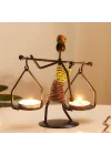 Kadın Figürlü Metal Ferforje Tealight Mumluk Ev Dekoru Süs