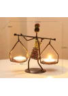 Kadın Figürlü Metal Ferforje Tealight Mumluk Ev Dekoru Süs