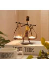 Kadın Figürlü Metal Ferforje Tealight Mumluk Ev Dekoru Süs