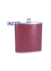 Kahverengi Deri Kaplama Paslanmaz Çelik Cep Matarası - Hip Flask 7 OZ