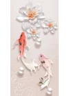 Kapı Giydirme Kapı Sticker Folyosu 3D Balık Çiçek Çizim