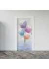Kapı Giydirme Kapı Sticker Folyosu 3D Renkli Çiçekler